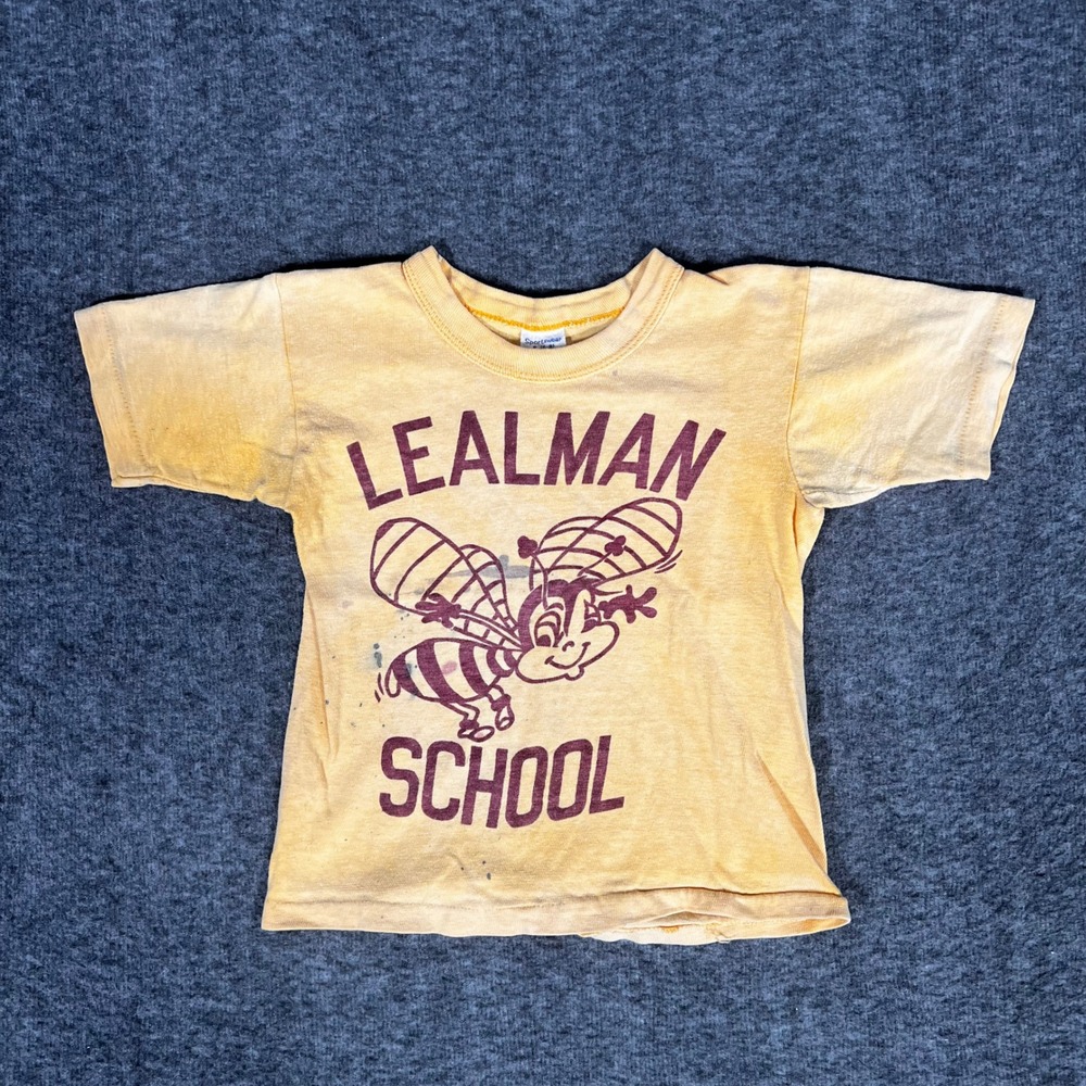 Vintage 70s Lealman School Bumblebee T-Shirt Yellow Infant Small 6-8 Months